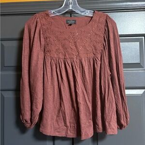 Lucky Brand Terracotta Embroidered Blouse